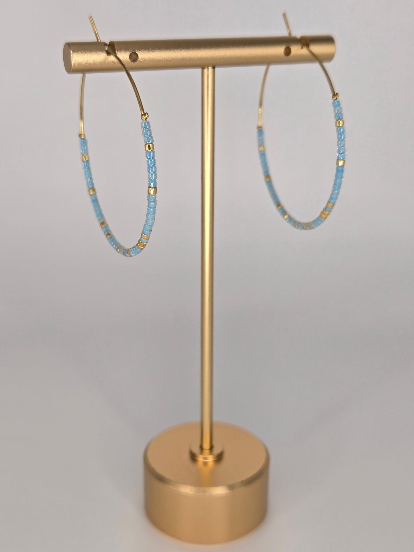 Earring hoops blue Miyuki beads