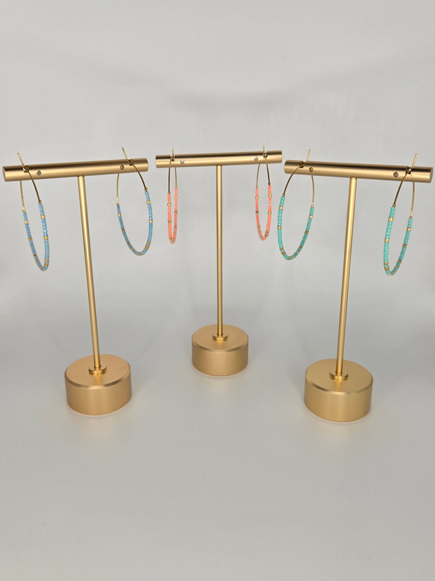 Earring hoops coral Miyuki beads