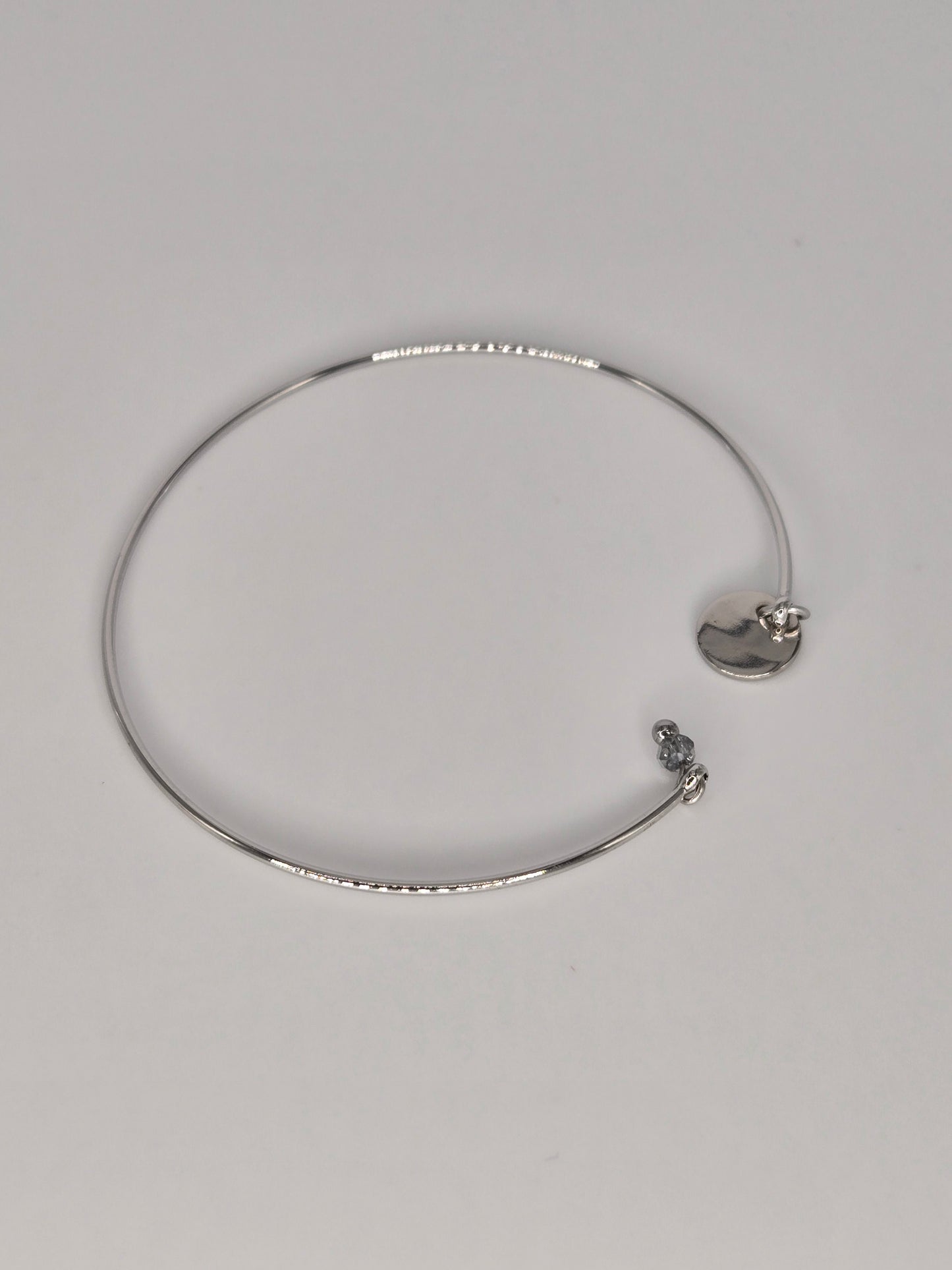 Silvered open bangle bracelet