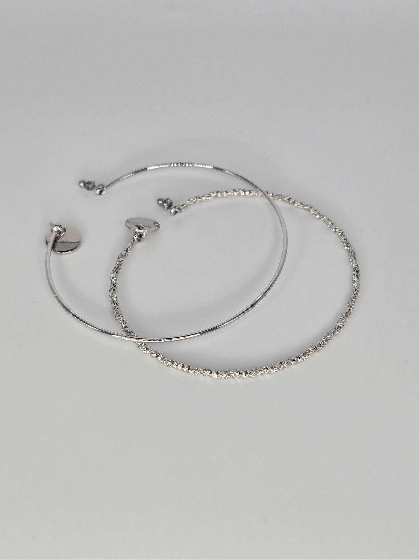Silvered open bangle bracelet