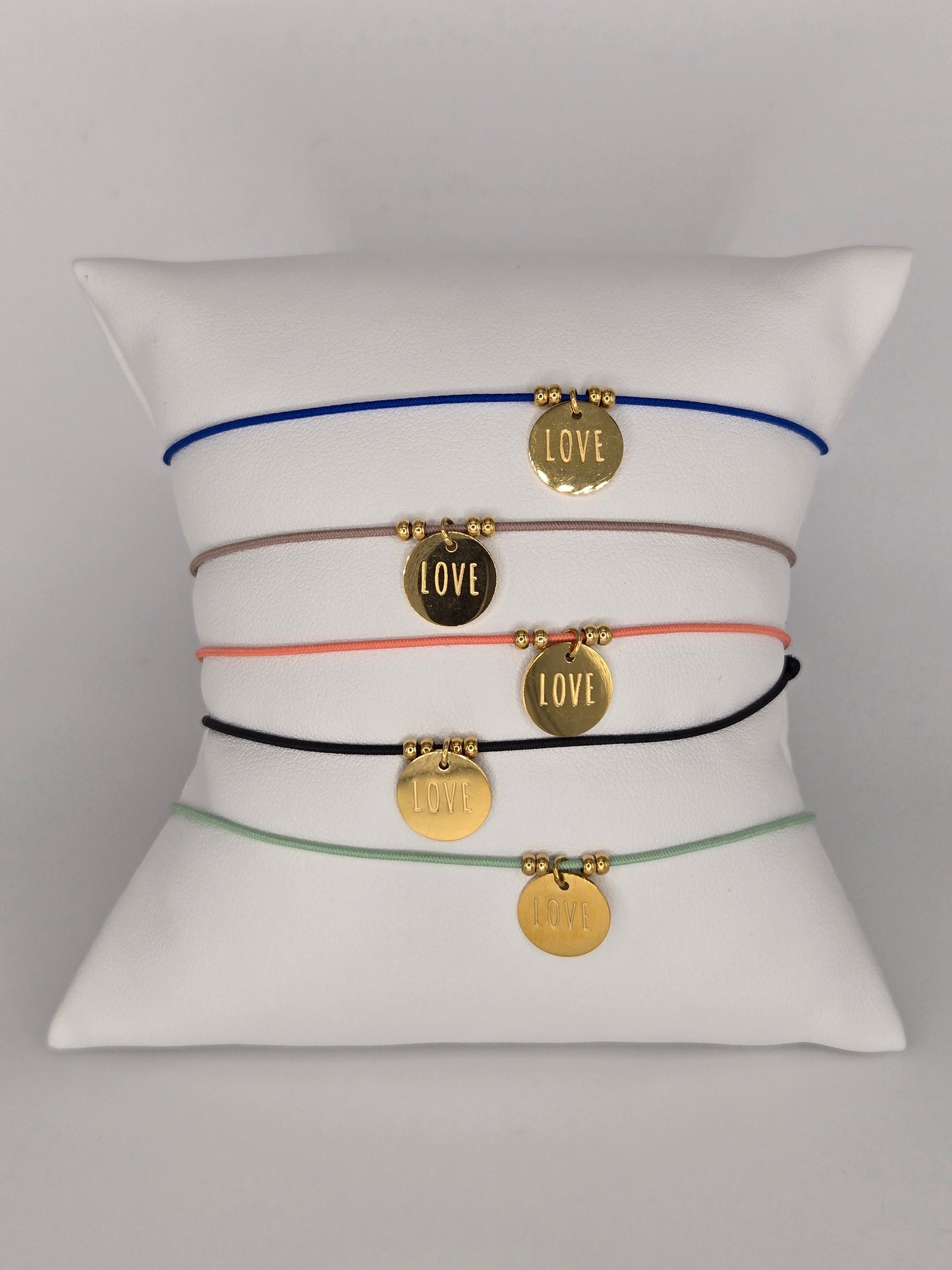 Black elastic bracelet love charm