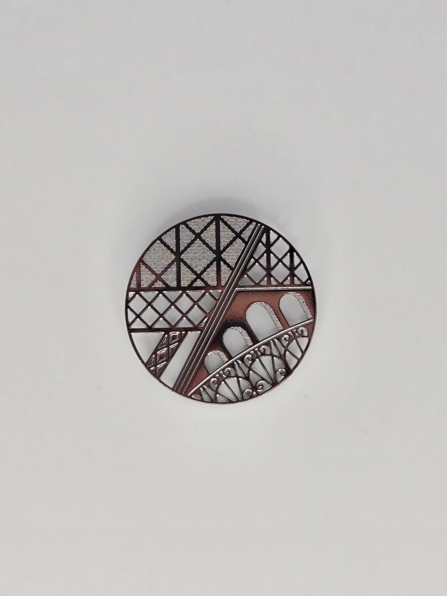 Dark silver "Eiffel Tower" brooch