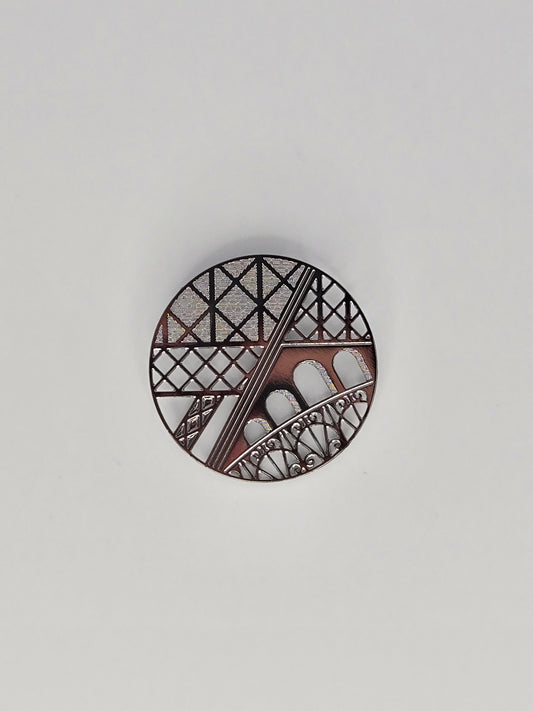 Dark silver "Eiffel Tower" brooch