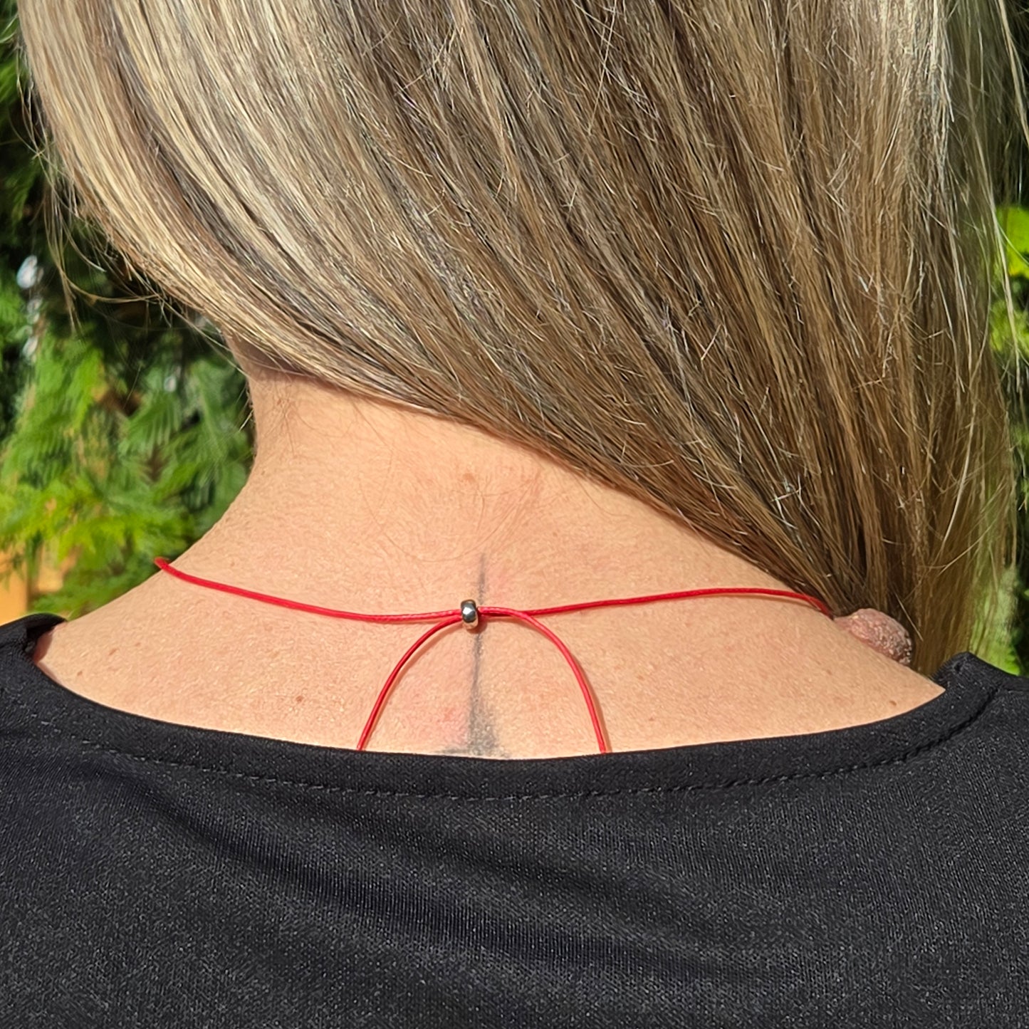 Clover necklace red cord