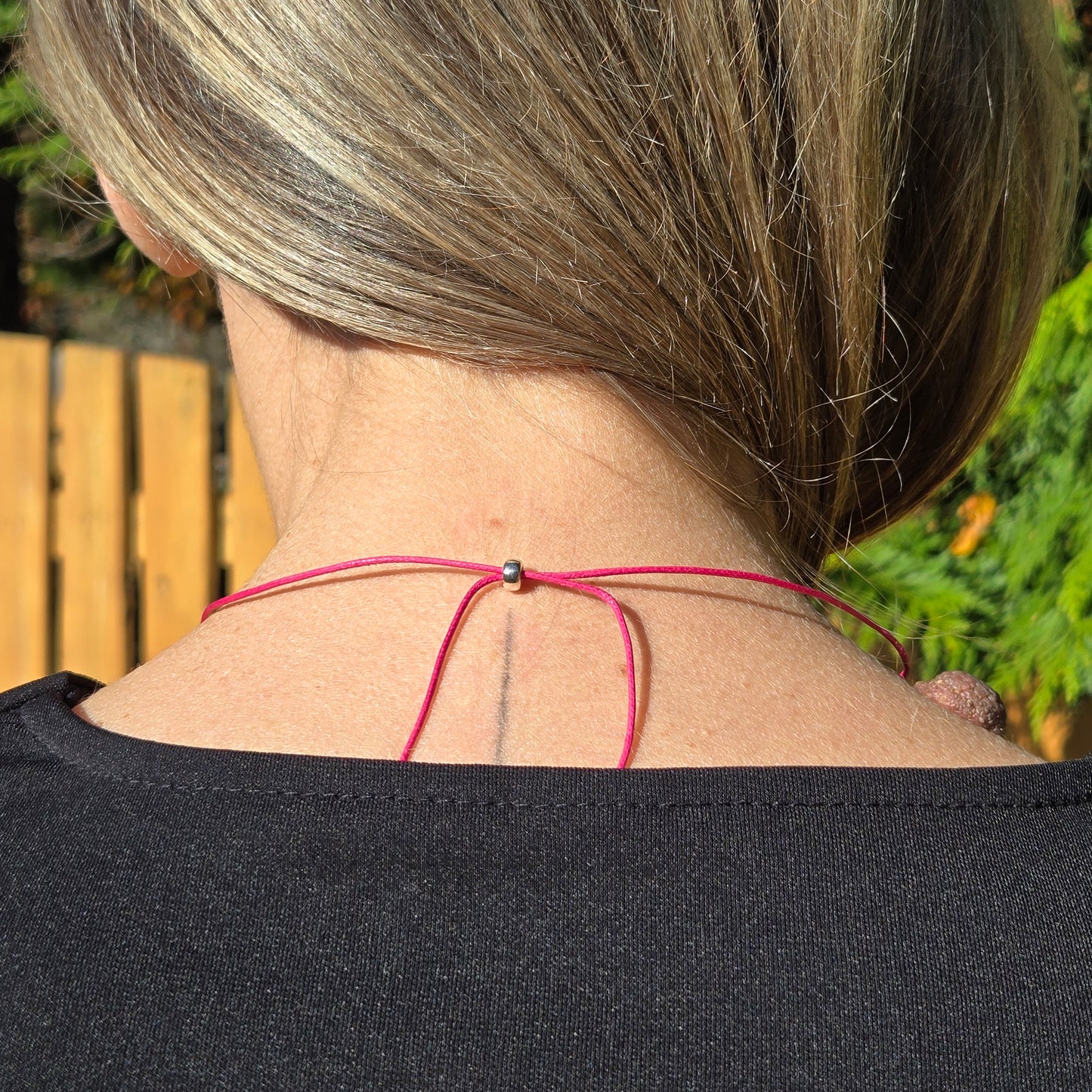 Clover necklace pink cord