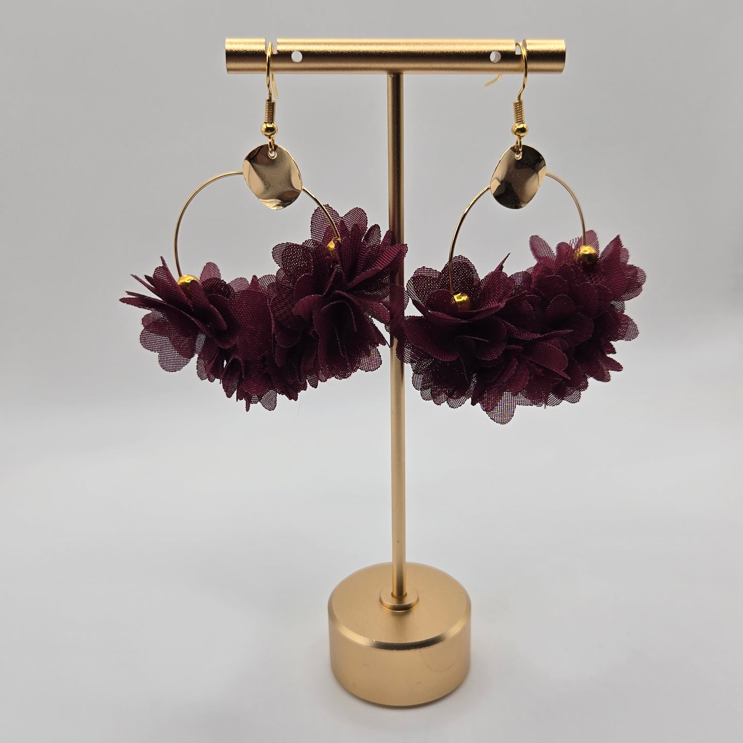 Earrings Flowers burgundy