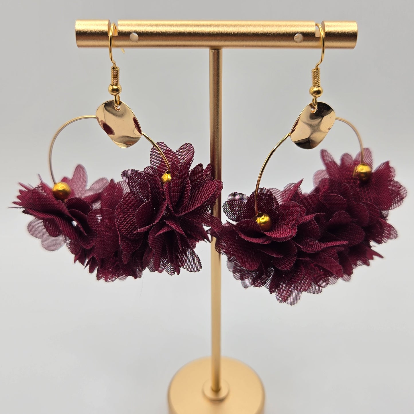 Earrings Flowers burgundy