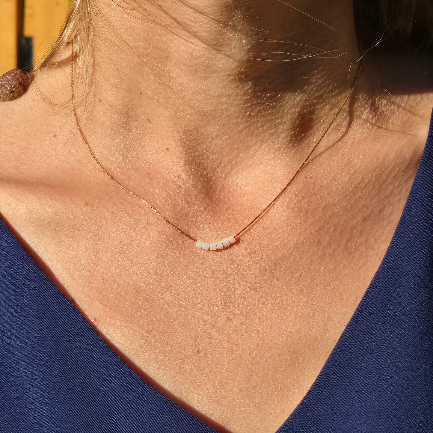 Simply square white necklace