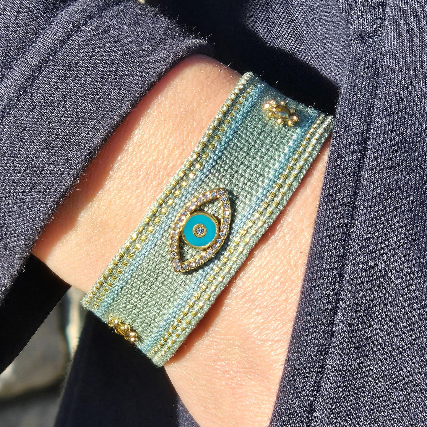 Diane Large green fabric bracelet