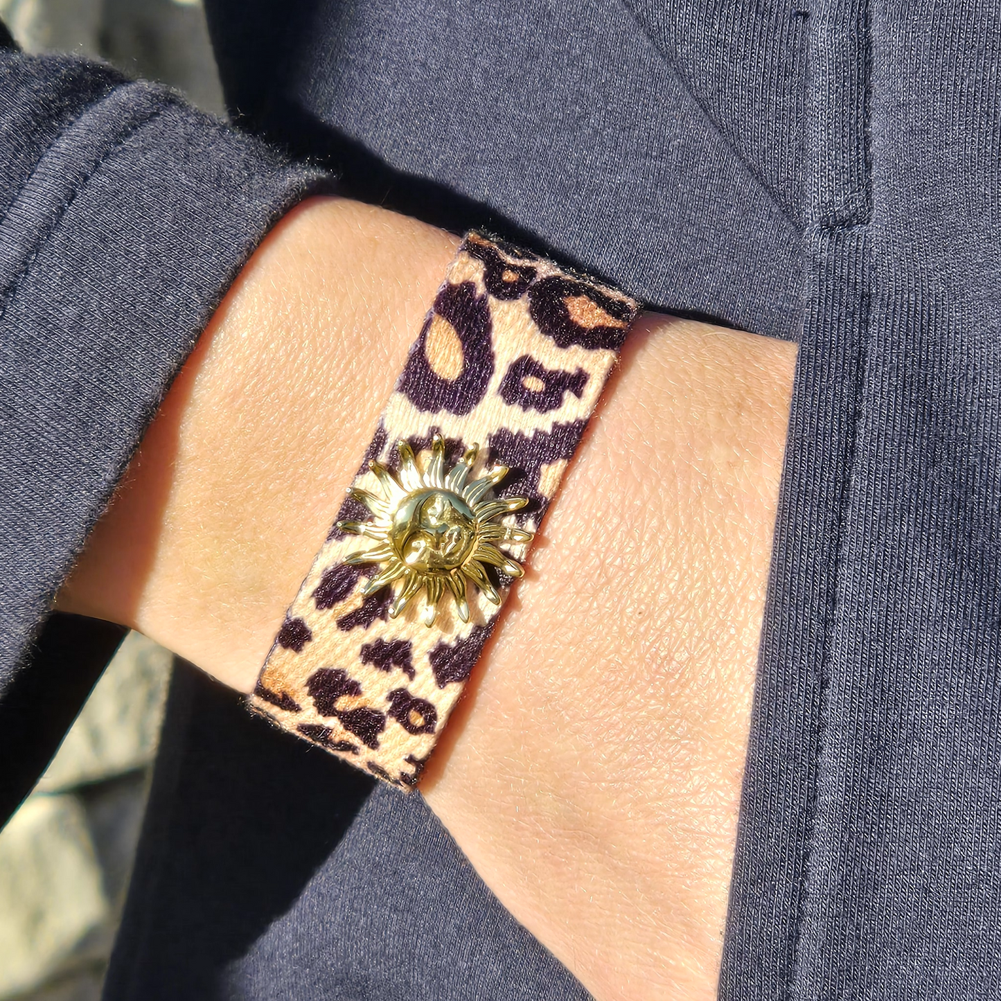 Diane Large leopard fabric bracelet