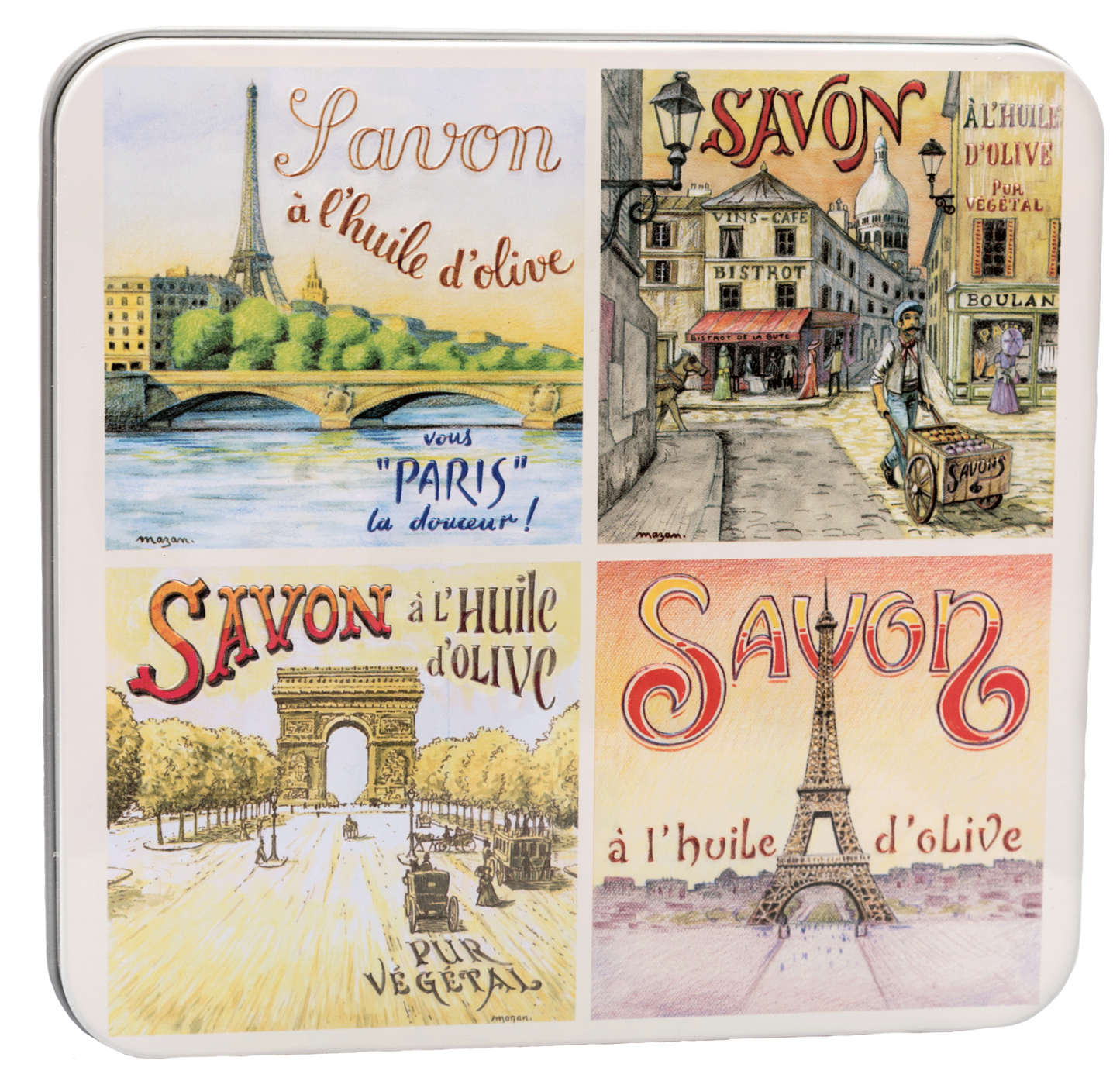 4 soaps in tin box "Views of Paris"