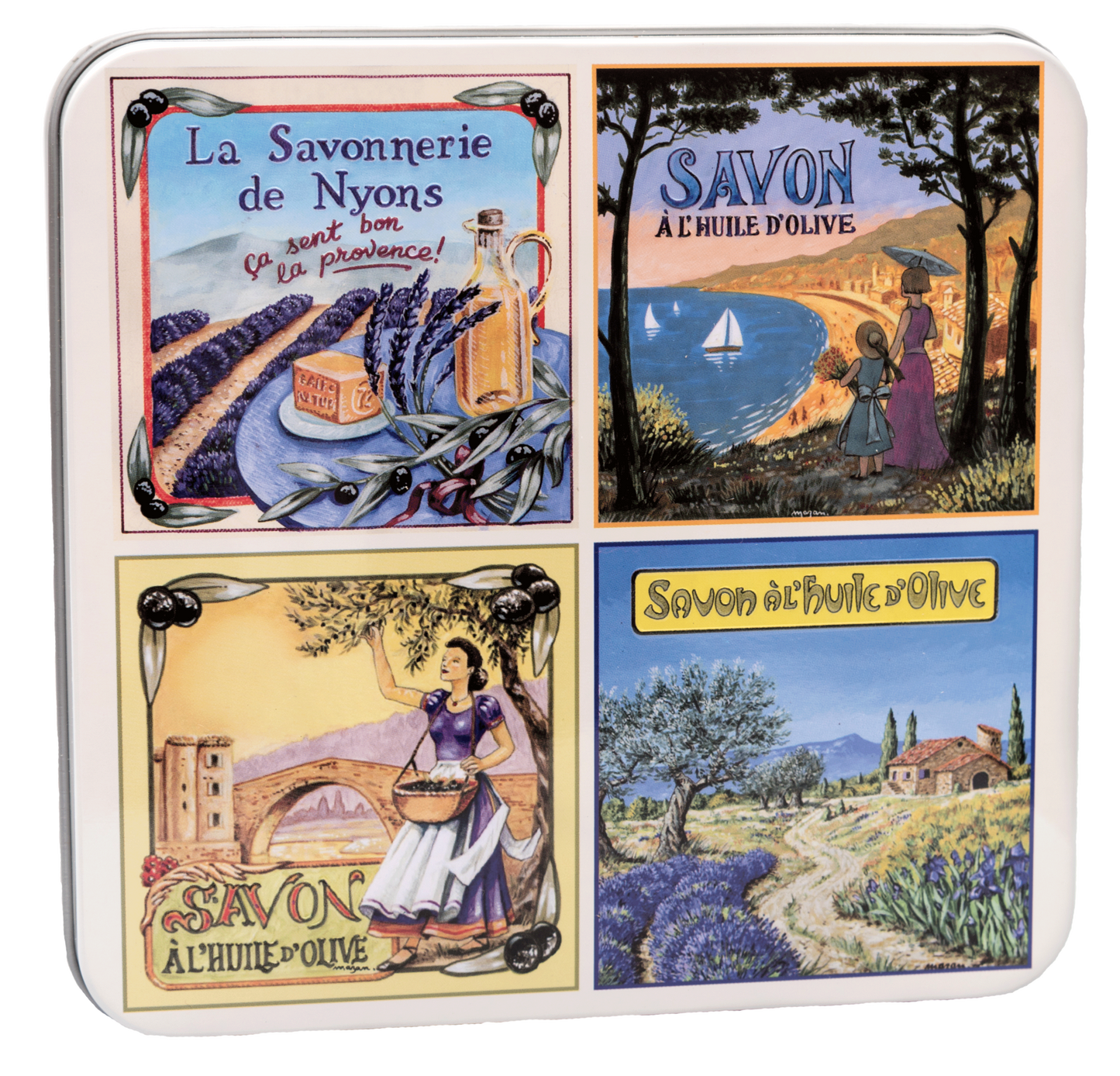 4 soaps, tin box "Views of Provence"