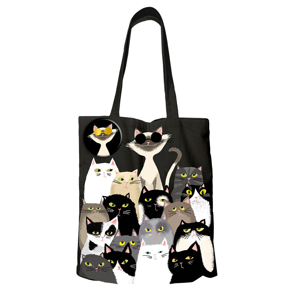 Tote bag funny cats faces
