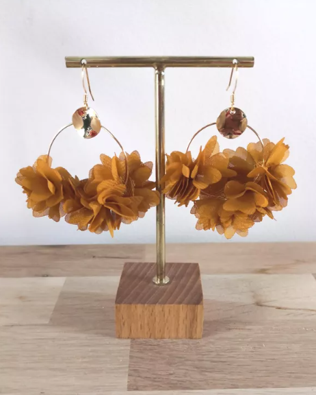 Earrings Flowers Mustard (dark yellow)