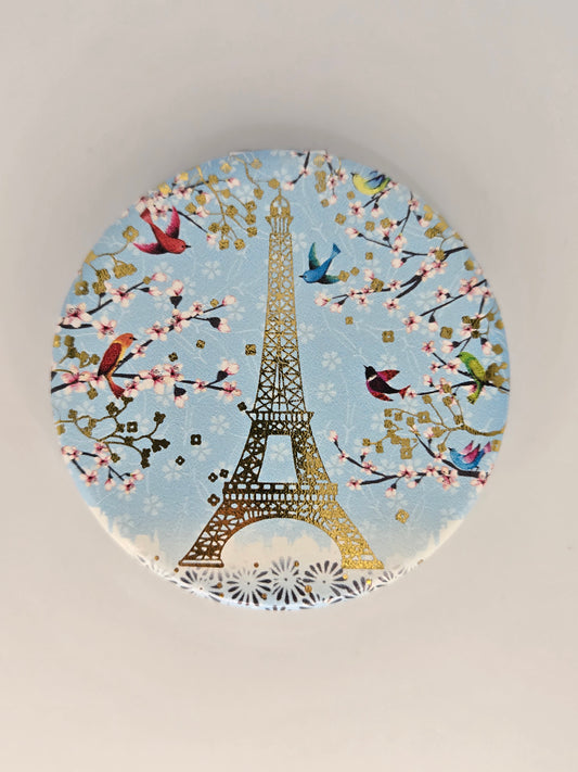 Pocket mirror gilded Eiffel tower