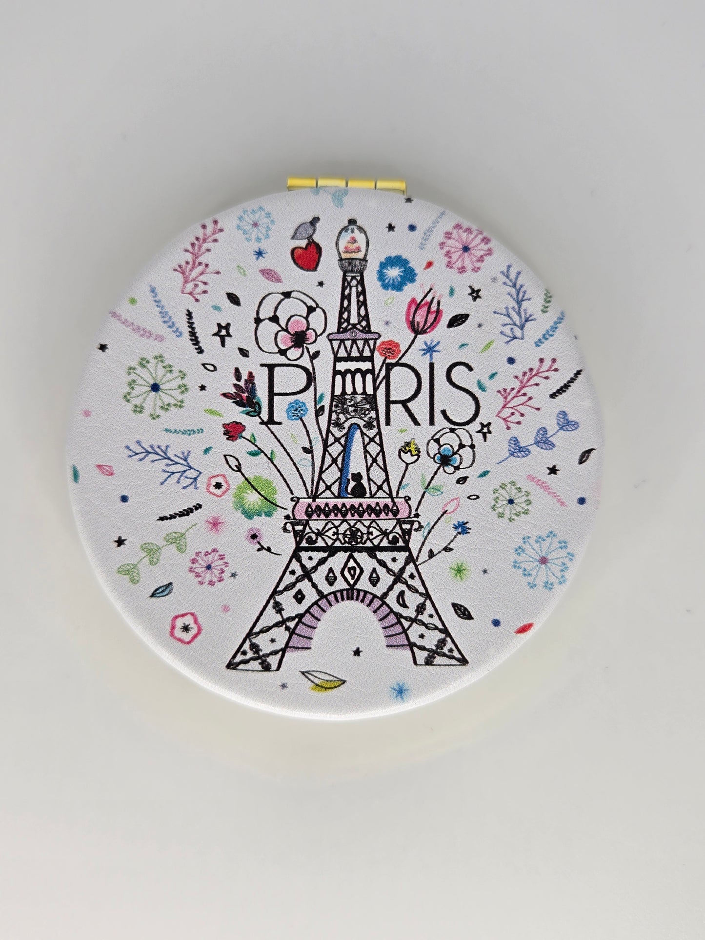 White pocket mirror, Eiffel tower