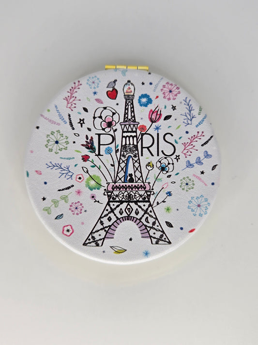 White pocket mirror, Eiffel tower