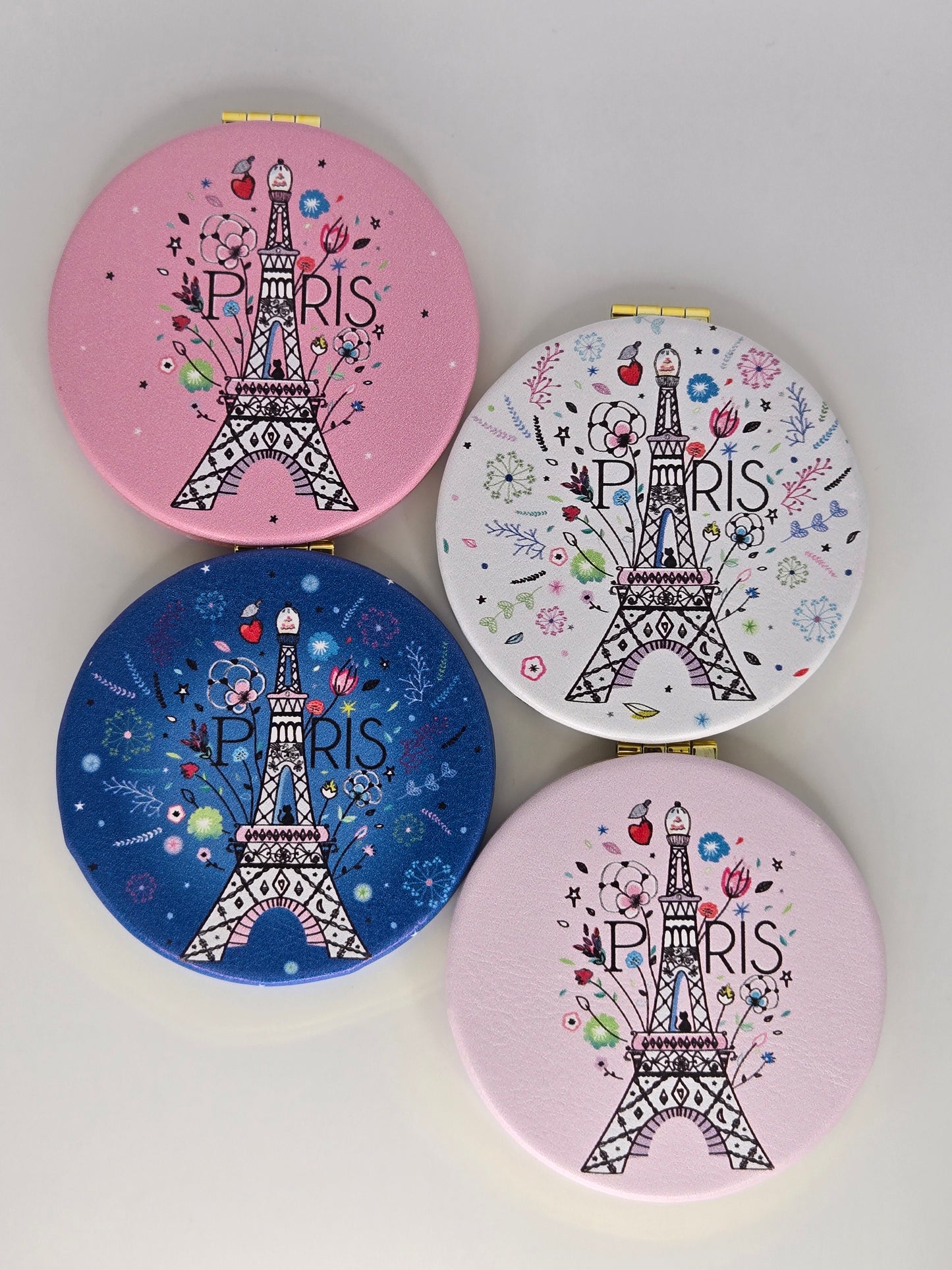 Baby pink pocket mirror, Eiffel tower