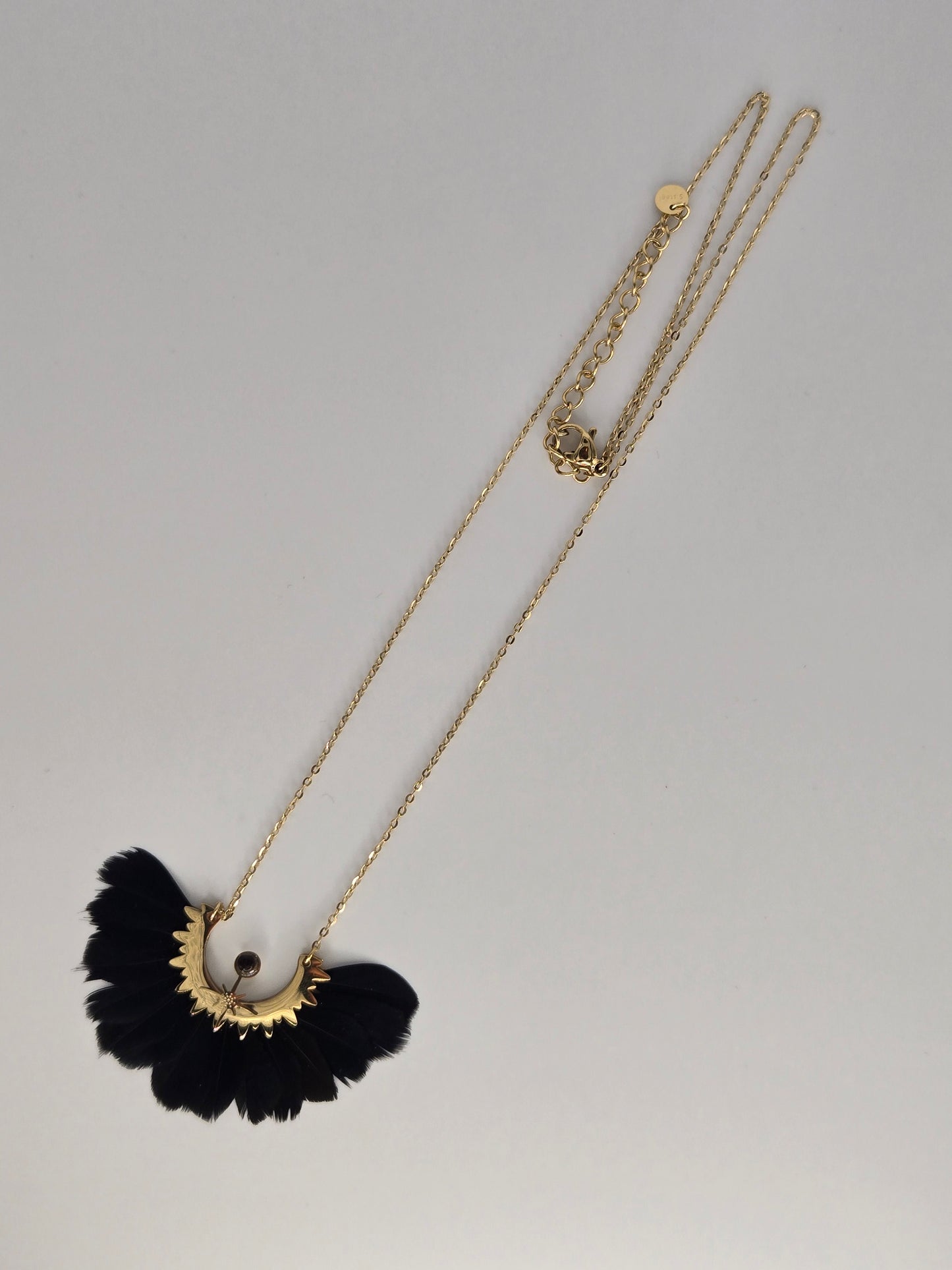 Necklace black feathers