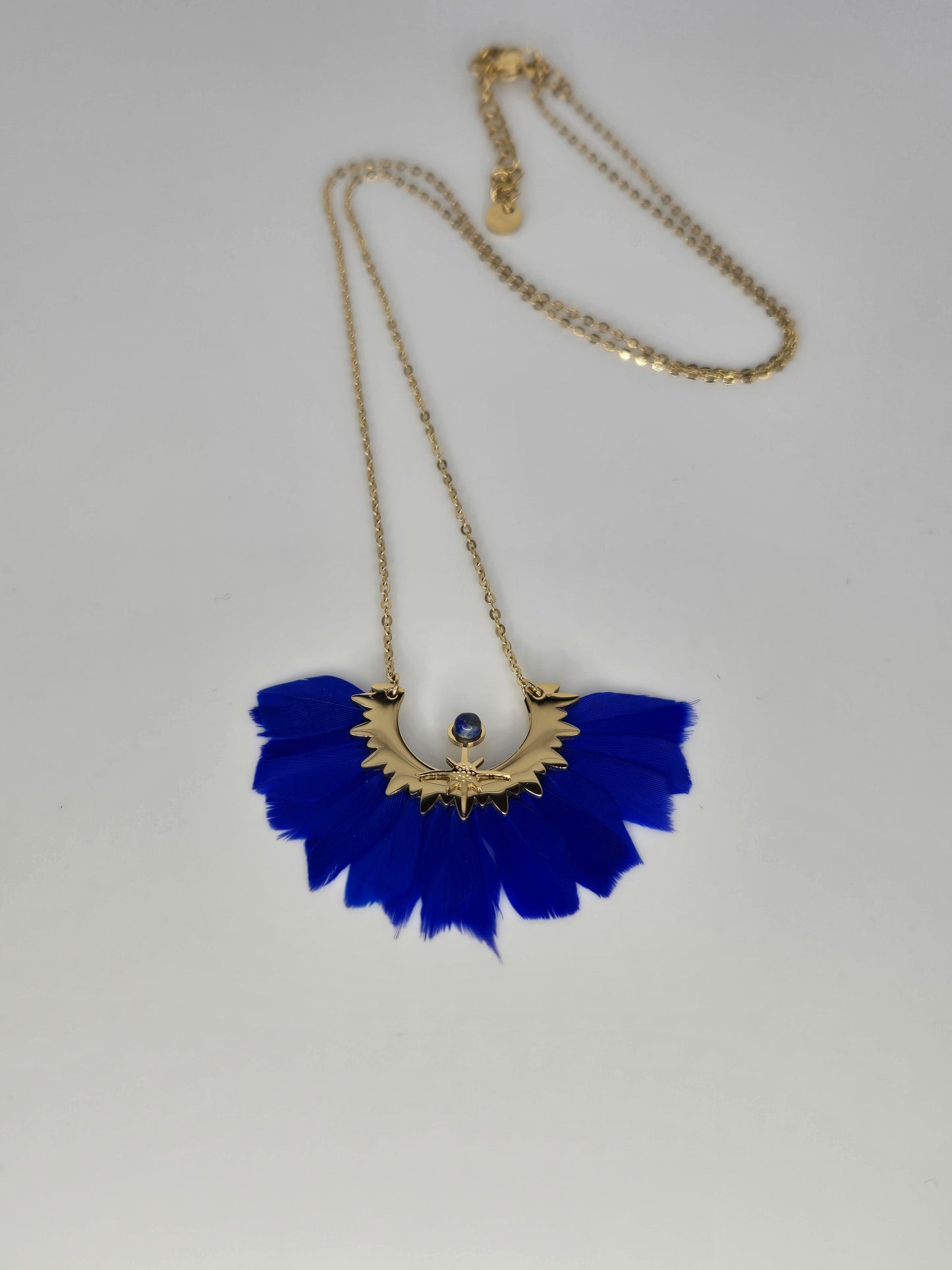 Necklace blue feathers