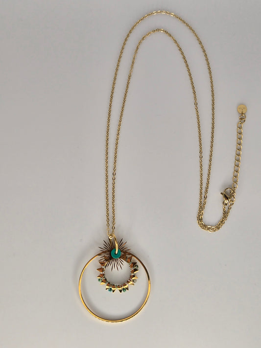 Long sun necklace green