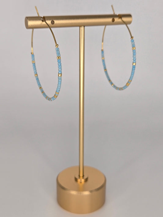 Earring hoops blue Miyuki beads