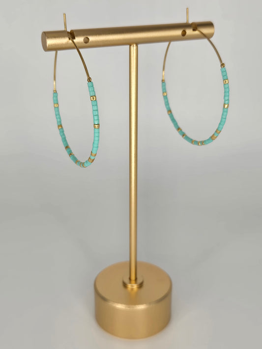 Earring hoops mint Miyuki beads