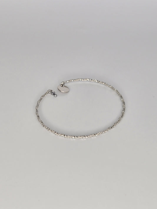 Twisted silvered open bangle bracelet