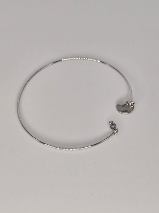 Silvered open bangle bracelet