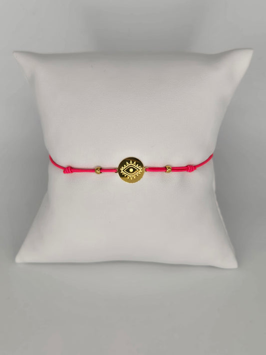 Pink elastic bracelet eye charm