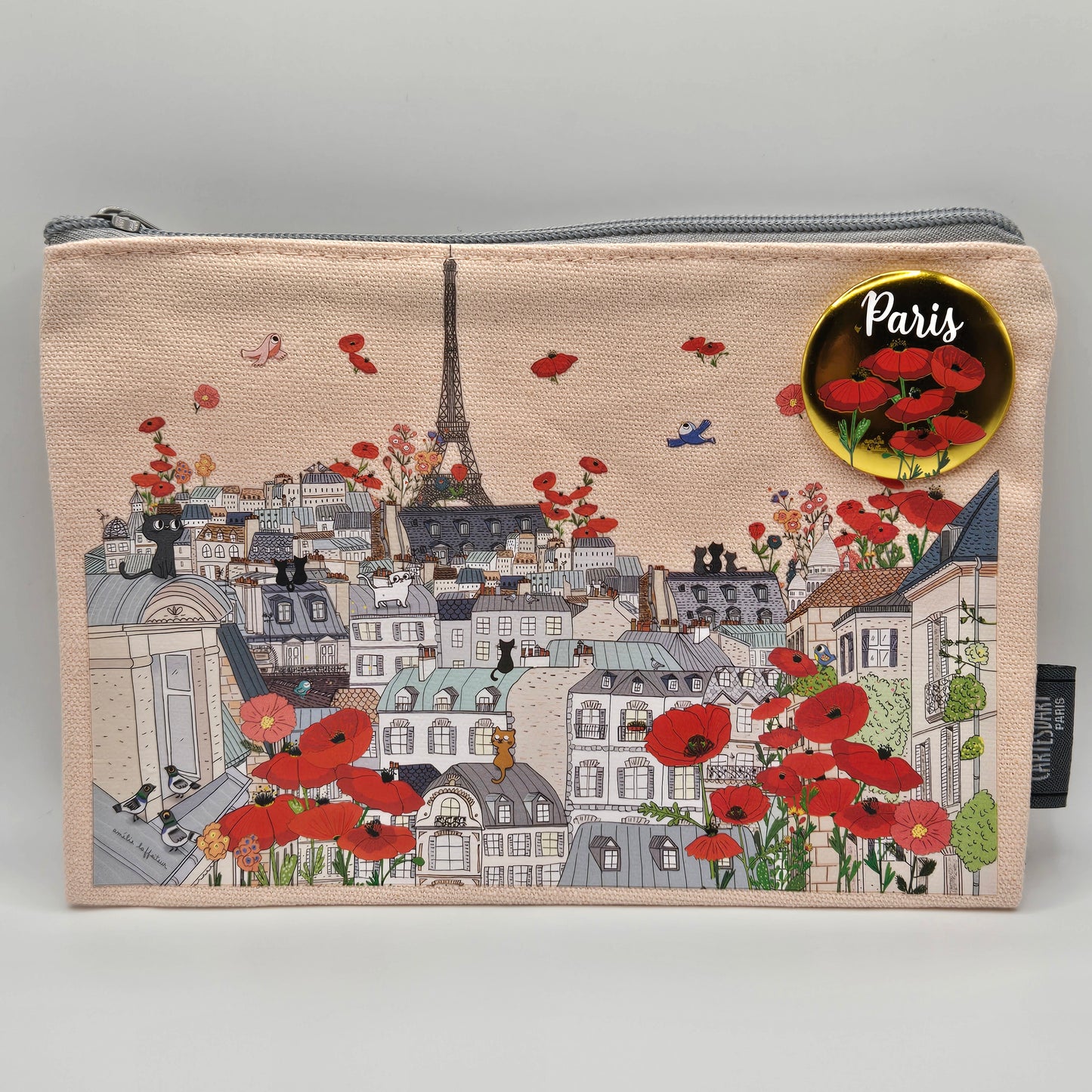 Cotton pouch, pink Paris