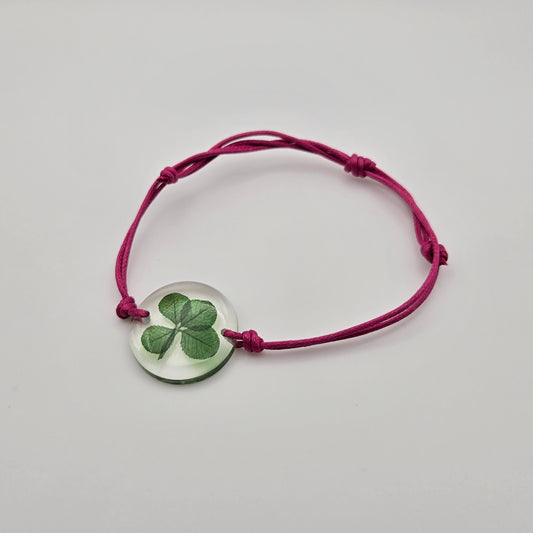 Clover bracelet pink cord