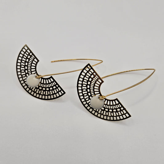 Earrings " The dreamer" gilded & white sequins