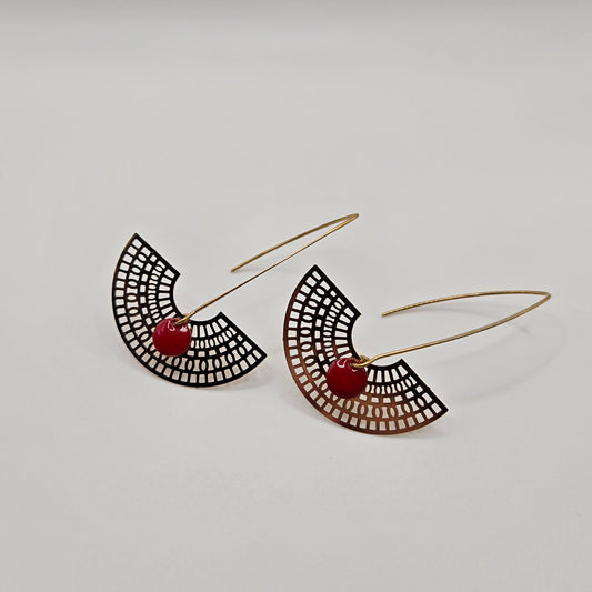 Earrings " The dreamer" gilded & red sequins