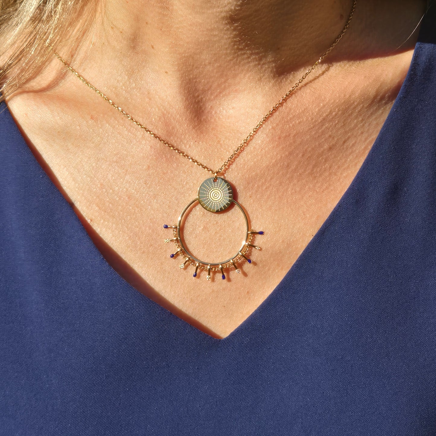 Navy Sun necklace