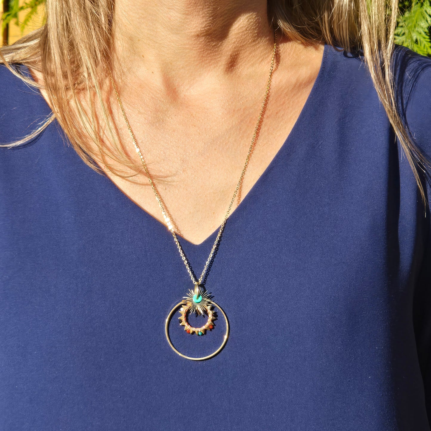 Long sun necklace multi