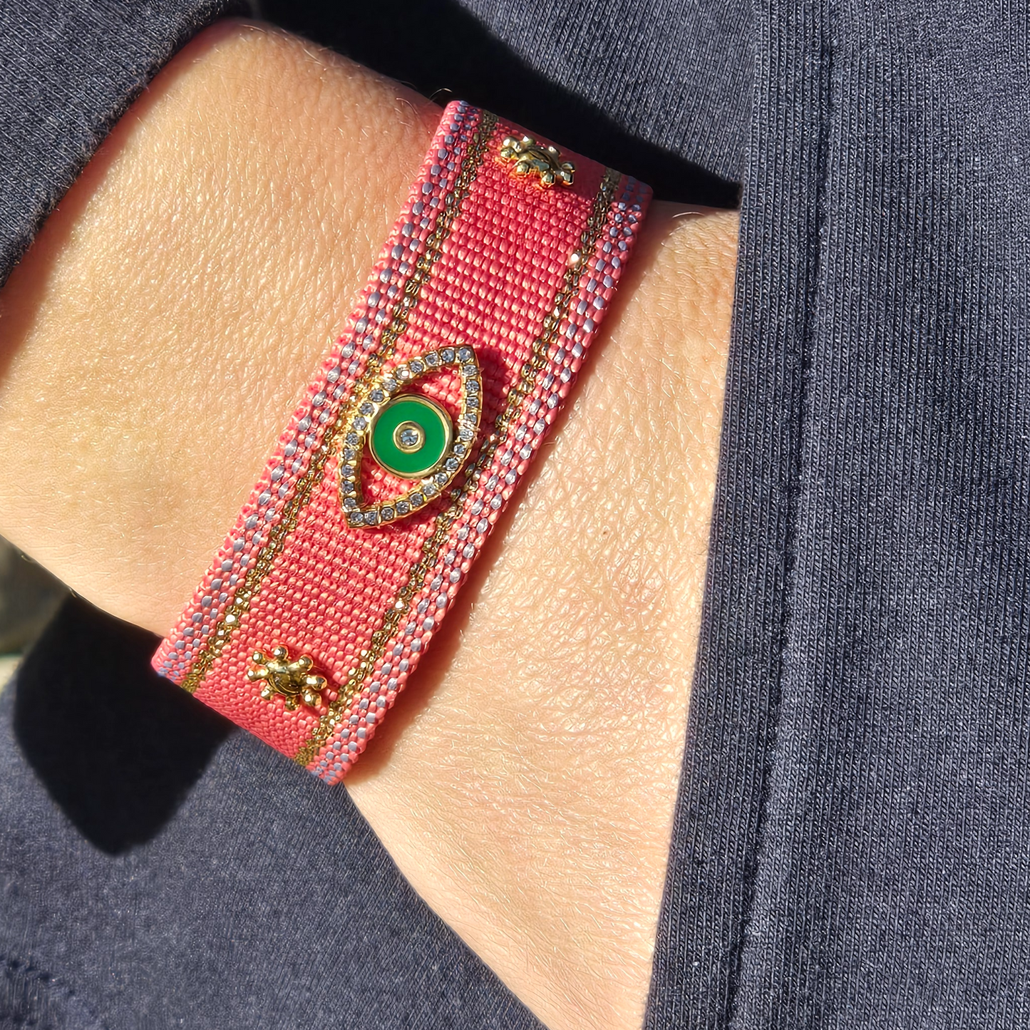 Diane Large coral fabric bracelet