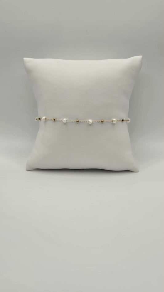 Ankle bracelet gilded pearls