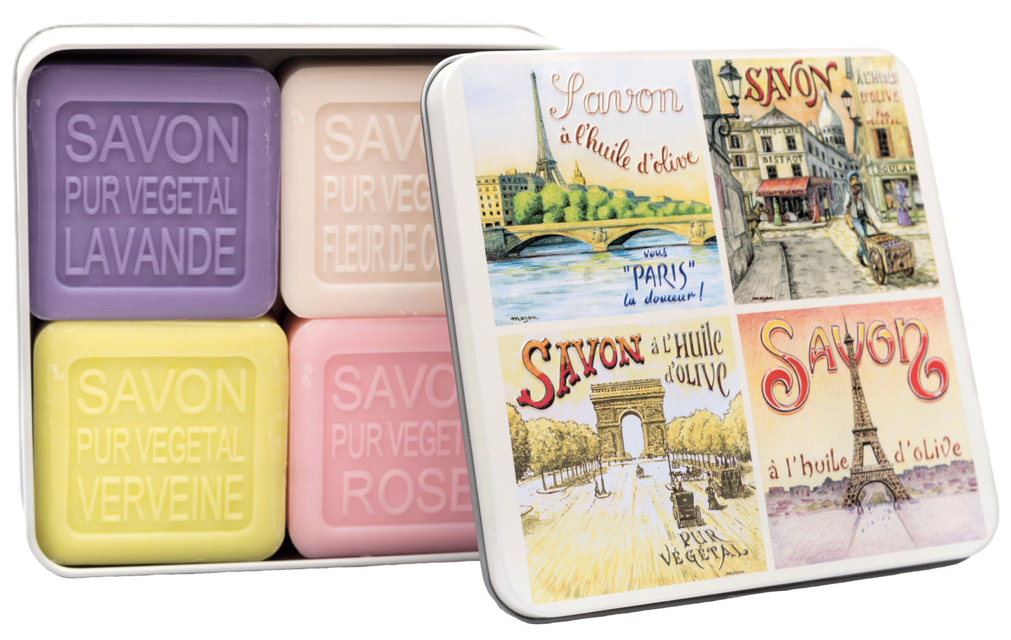 4 soaps in tin box "Views of Paris"