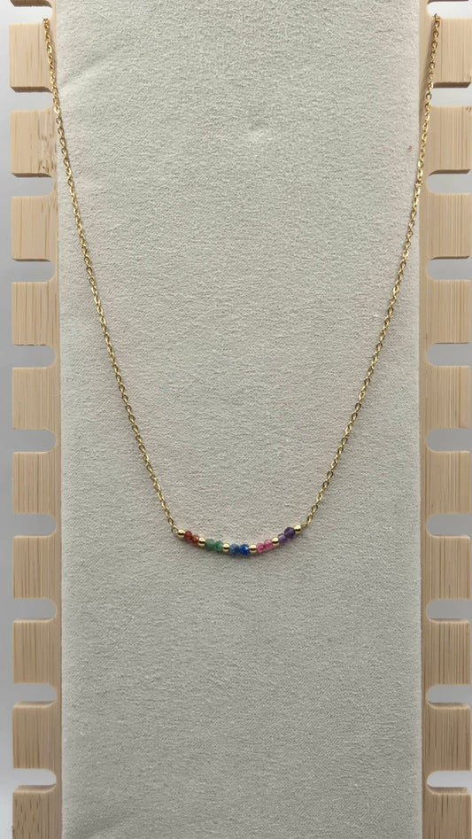 Necklace light beads multicolor