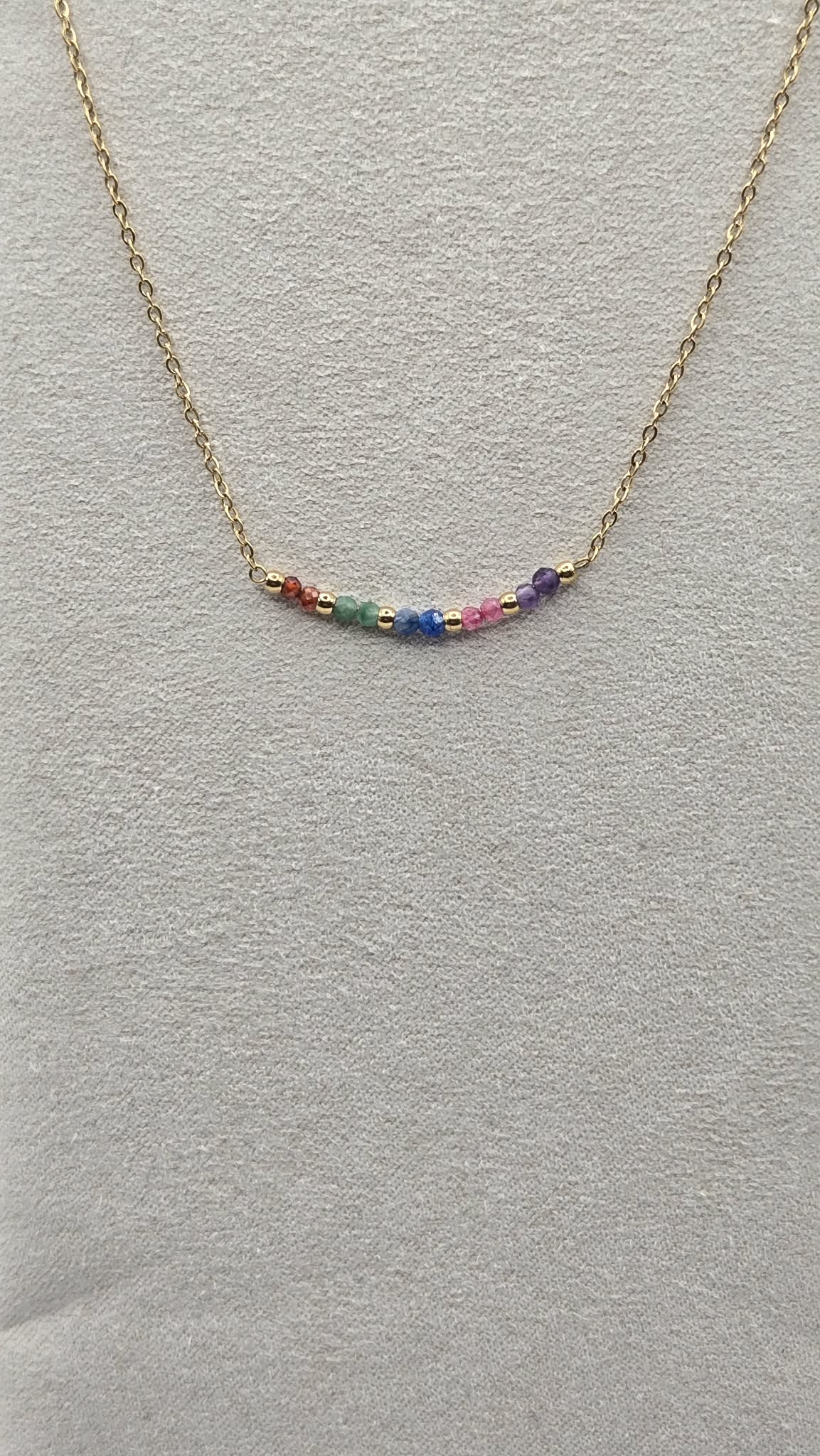Necklace light beads multicolor