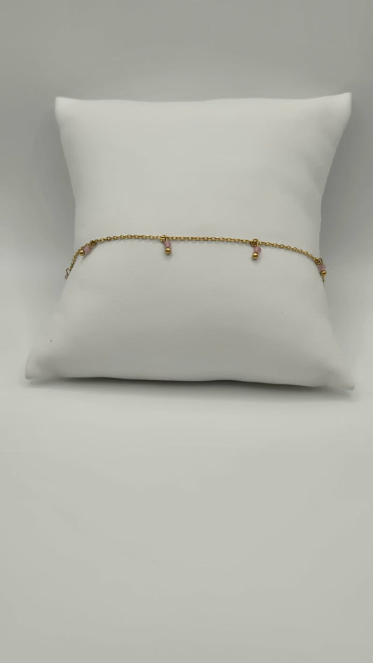 Ankle bracelet pink beads