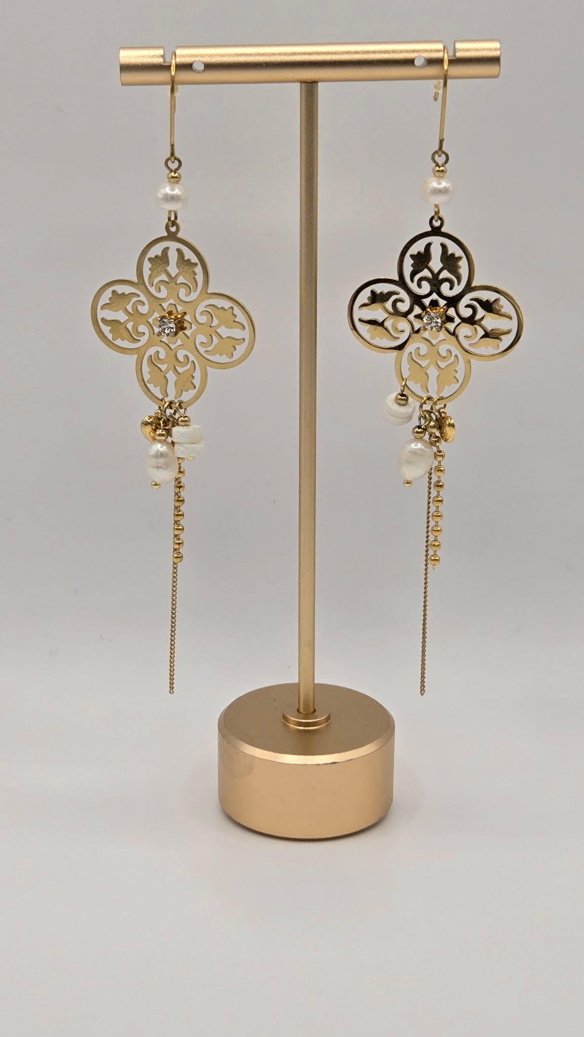 Earrings large gilded clover