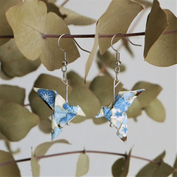 Earrings couple of blue doves