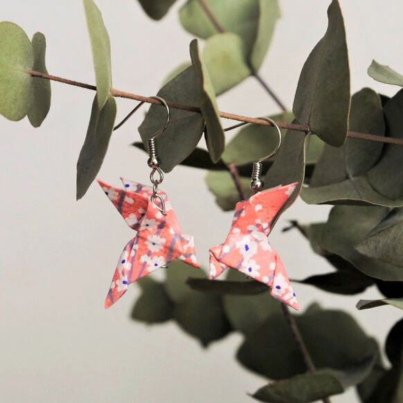 Earrings couple of coral doves