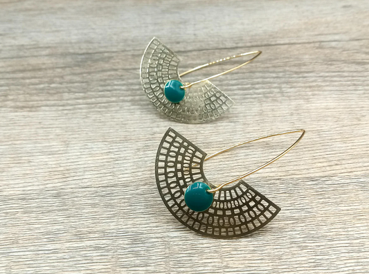 Earrings " The dreamer" gilded & green sequins