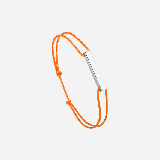 Bracelet "barre" silver & orange cord