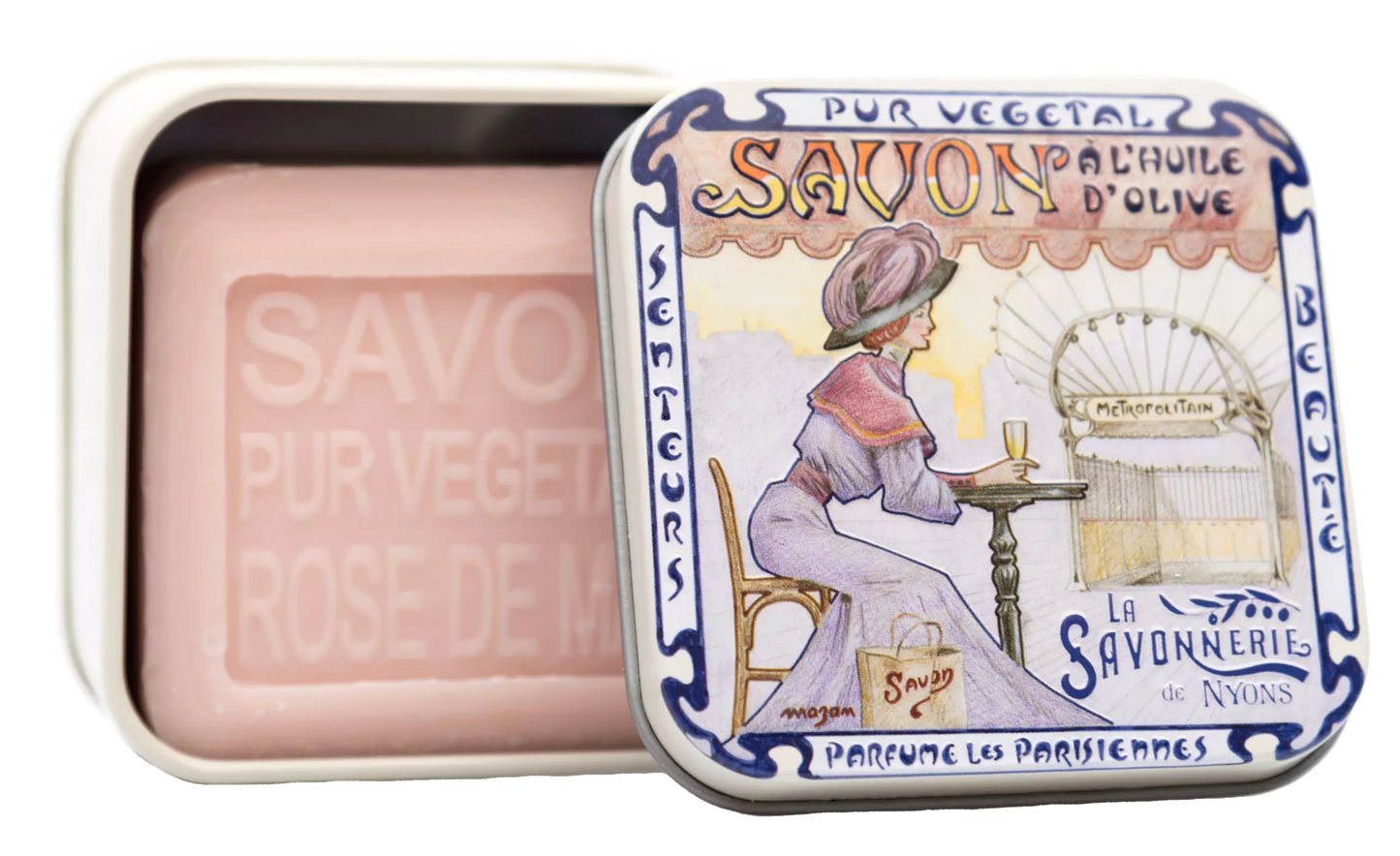 May rose soap, metal box " Paris Metro", 3.5oz