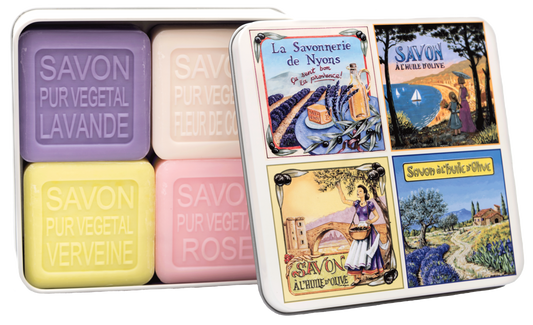 4 soaps, tin box "Views of Provence"