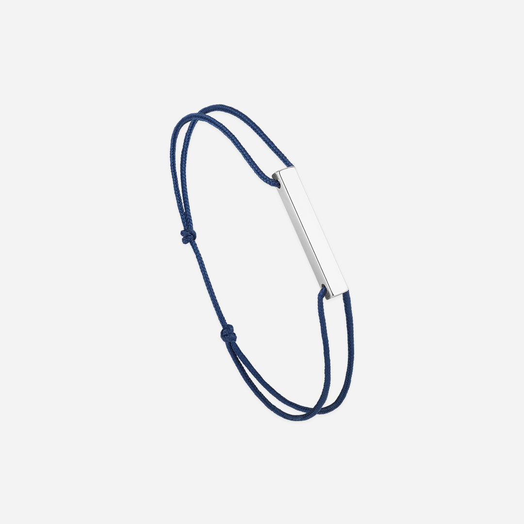 Bracelet "barre" silver & navy cord